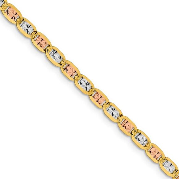 3.75mm 14k Gold Tri-Color Solid Fancy Anchor Chain Necklace 16 Inch